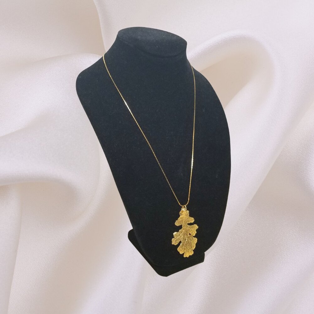 Vintage "Nature's Jewelry" 24k Gold Dipped Leaf N… - image 2